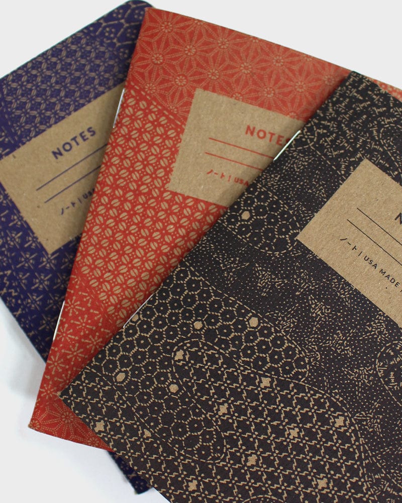 Kiriko Original Small Notebook, Katazome Pattern, Black Mist - Image 3