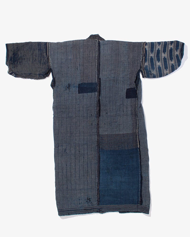 Vintage Noragi Jacket, Reversible Boro, Fully Sashiko Stiched, Patched Shima - Image 14